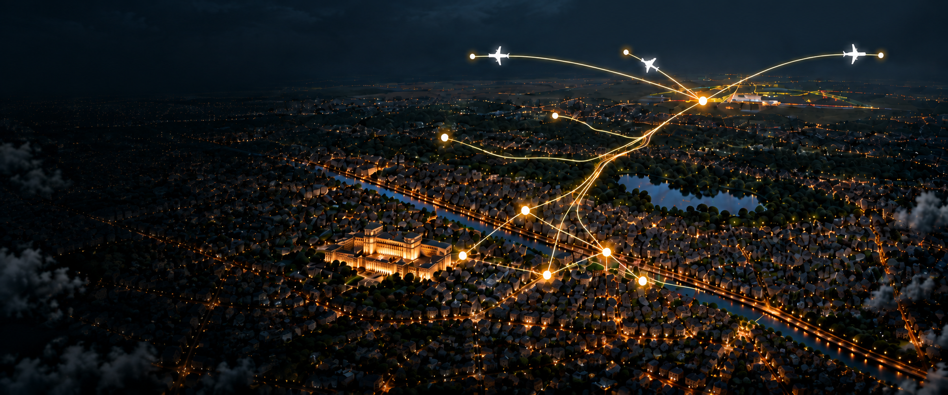 București ilustrativ: traseele din oraș se unesc spre aeroport.